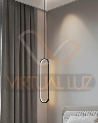 Luminária Pendente Minimalista Oval VL-8018 Led Moderno Preto