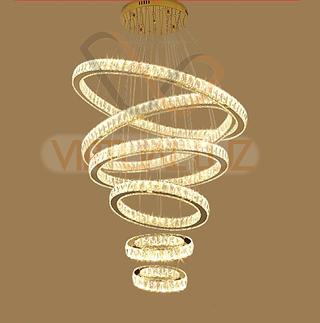 LUSTRE GOLD ARGO 6 ANEIS+CONTROLE DIMERIZAVEL VL-D703