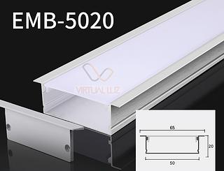 PERFIL ALUMINIO EMBUTIR 2M 50X20 BRANCO