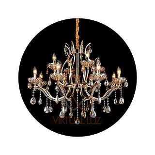 Lustre Candelabro 8 Braços Dourado Cristal VL-69050/12