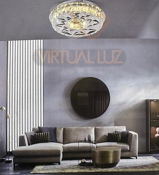 Lustre De Cristal Redondo VL-Y166 -30cm de Diâmetro + controle dimerizável