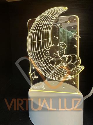 Luminária Led 3d Abajur 4w Acrílico 3cores "URSO"