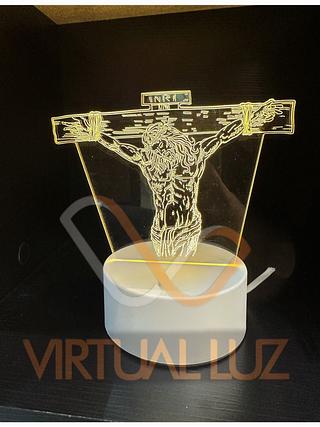 Luminária Led 3d Abajur 4w Acrílico 3cores "CRUZ JESUS CRISTO "