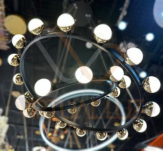 LUSTRE 2 ANEIS DE BOLA 26 BOLAS VL-1016 Dourado / Preto