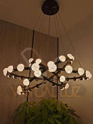 LUSTRE 3 ANEIS DE BOLA 48 BOLAS VL-101622 Dourado / Preto