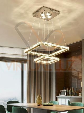 LUSTRE CRISTAL 2 AROS+CONTROLE DIMERIZAVEL VL-D716
