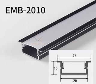 PERFIL ALUMINIO EMBUTIR 2M 20X10 PRETO
