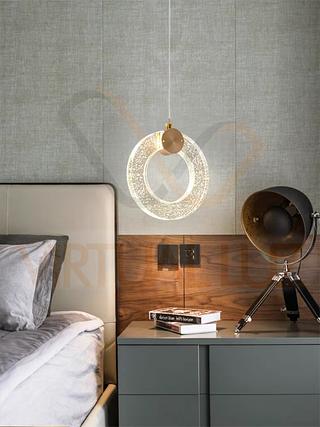 Pendente Cristal Anel Bolha Dourado 6w VL-MD505 Luz Amarela Bivolt