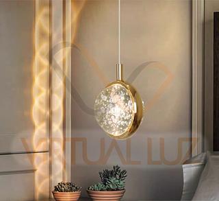 Pendente Bolinha 10CM Água Bola VL-MD508 Cristal 3CORES Dourado
